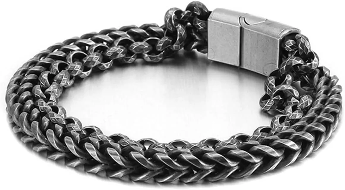 Bracelet, Mens Bracelets Stainless Steel Double Layer Design for Men
