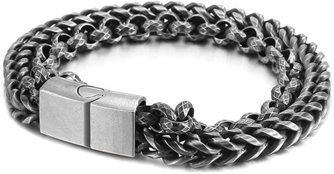 Bracelet, Mens Bracelets Stainless Steel Double Layer Design for Men