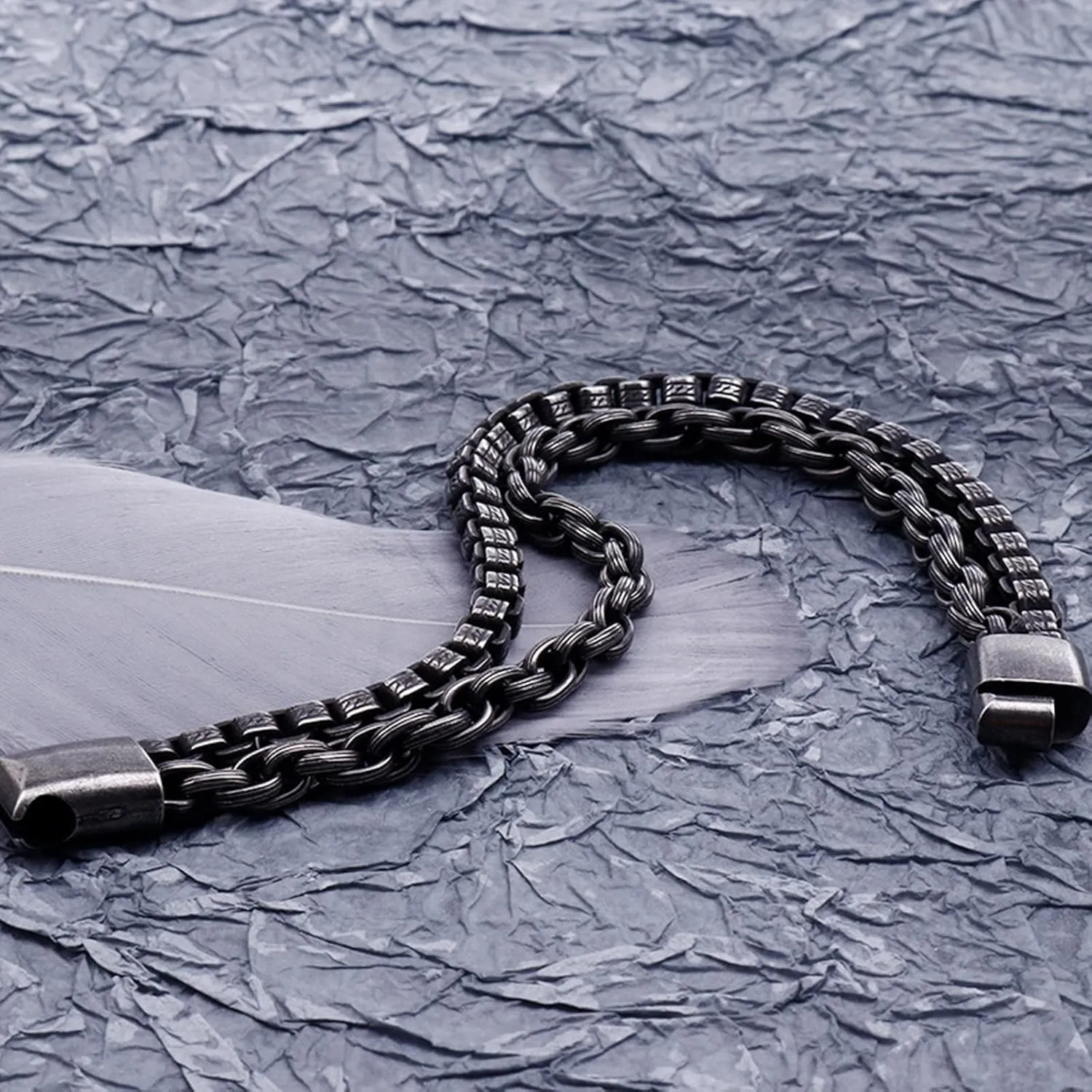 Bracelet, Mens Bracelets Stainless Steel Double Layer Design for Men