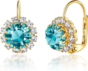 Brazel 18K Gold Plated Crystal Flower Earrings for Women