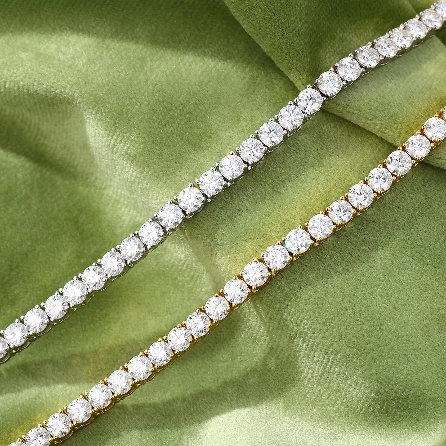 BREN Tennis Necklace - 3mm 4mm 5mm Iced Out Diamond Tennis Chain 5A Cubic Zirconia Necklace - 18K/White Gold Plated Flat Tennis Necklace for Women and Men Size 16"-22"