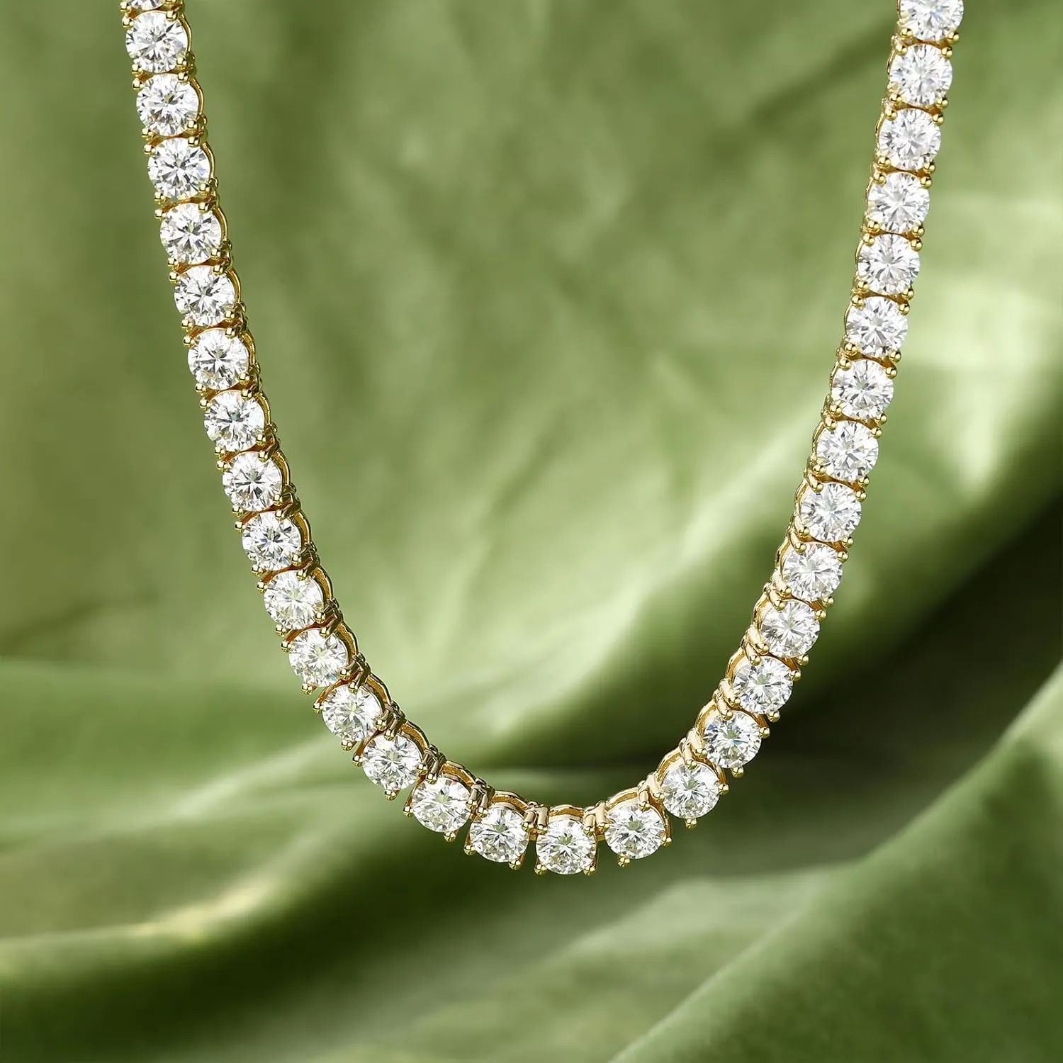 BREN Tennis Necklace - 3mm 4mm 5mm Iced Out Diamond Tennis Chain 5A Cubic Zirconia Necklace - 18K/White Gold Plated Flat Tennis Necklace for Women and Men Size 16"-22"