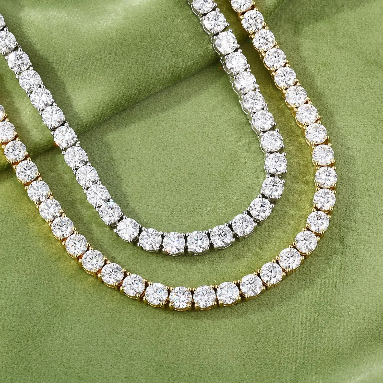 BREN Tennis Necklace - 3mm 4mm 5mm Iced Out Diamond Tennis Chain 5A Cubic Zirconia Necklace - 18K/White Gold Plated Flat Tennis Necklace for Women and Men Size 16"-22"