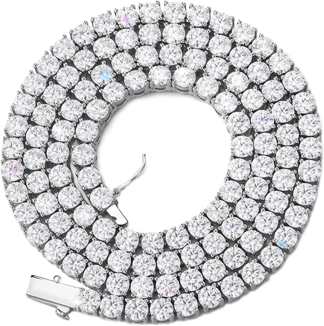 BREN Tennis Necklace - 3mm 4mm 5mm Iced Out Diamond Tennis Chain 5A Cubic Zirconia Necklace - 18K/White Gold Plated Flat Tennis Necklace for Women and Men Size 16"-22"