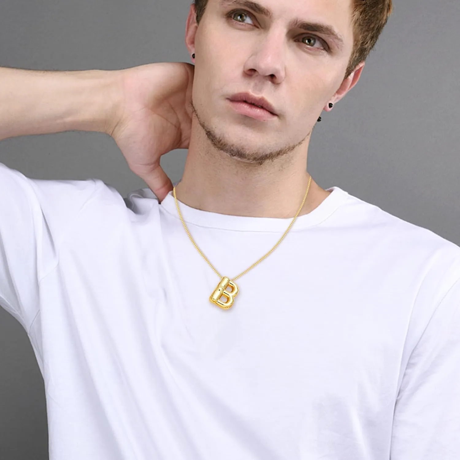 Bubble Letter Necklace Gold for Women, 18k Gold Plated Dainty Bubble Balloon Initial Necklace Puffy Name Initial Alphabet Pendant Charm Necklaces for Teen Girls Gift