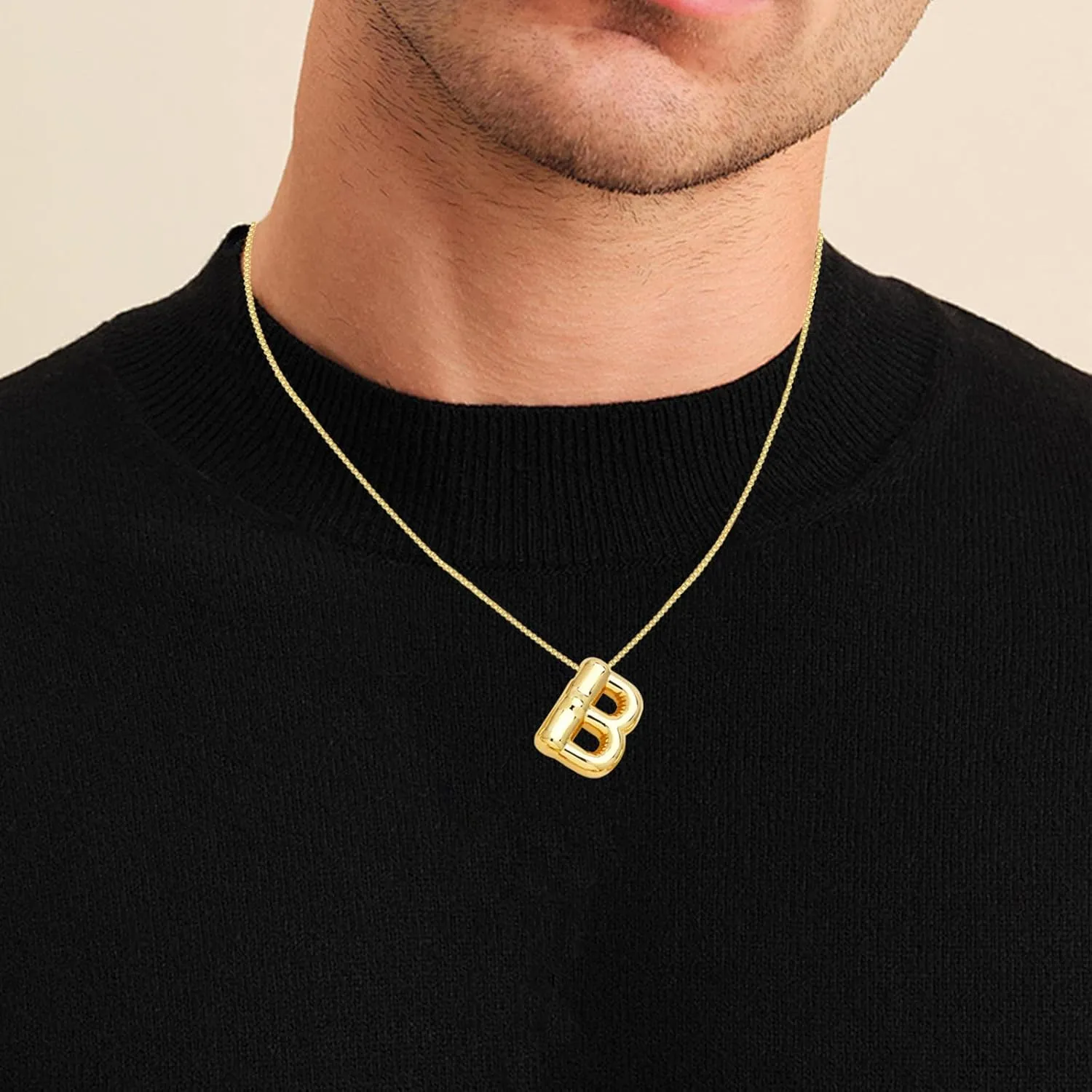 Bubble Letter Necklace Gold for Women, 18k Gold Plated Dainty Bubble Balloon Initial Necklace Puffy Name Initial Alphabet Pendant Charm Necklaces for Teen Girls Gift
