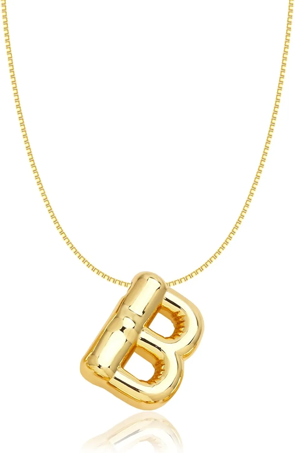 Bubble Letter Necklace Gold for Women, 18k Gold Plated Dainty Bubble Balloon Initial Necklace Puffy Name Initial Alphabet Pendant Charm Necklaces for Teen Girls Gift