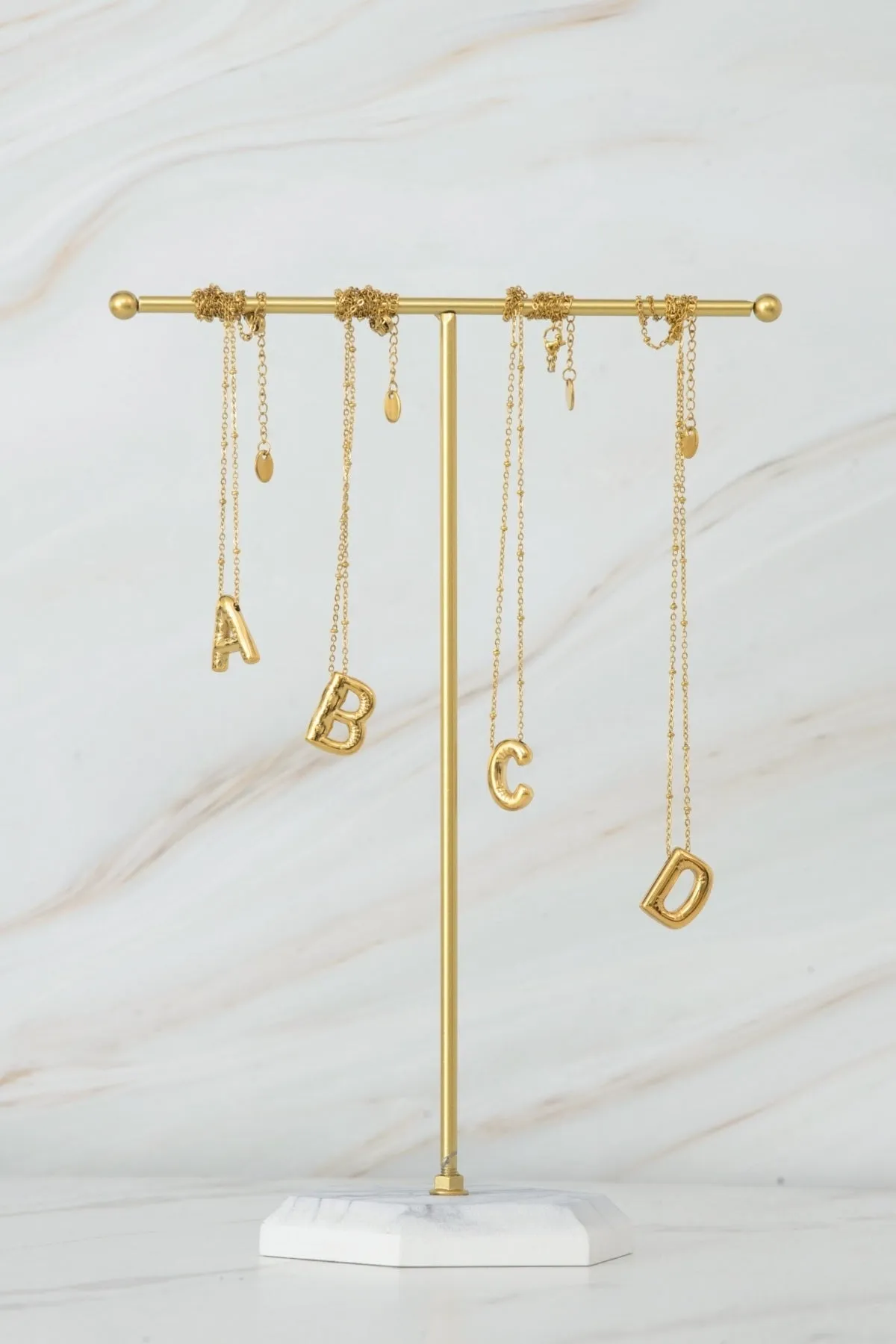 Bubble "L" Gold Initial Necklace