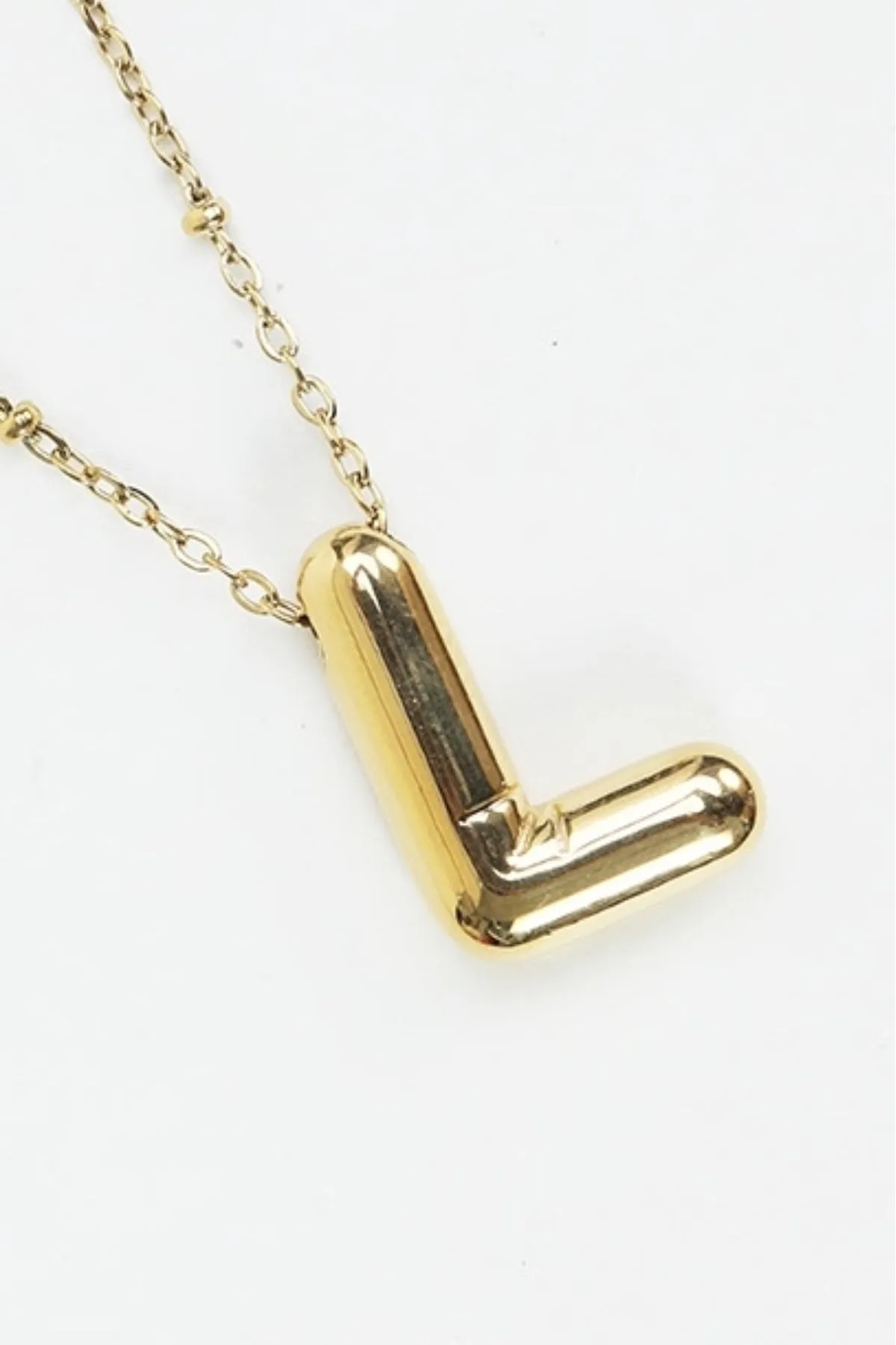 Bubble "L" Gold Initial Necklace