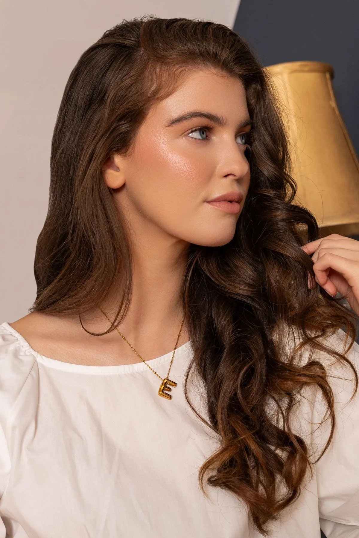Bubble "L" Gold Initial Necklace