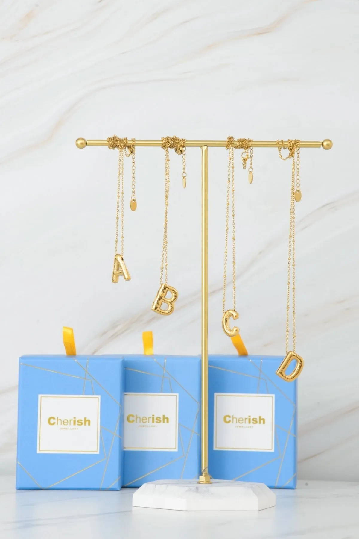 Bubble "L" Gold Initial Necklace