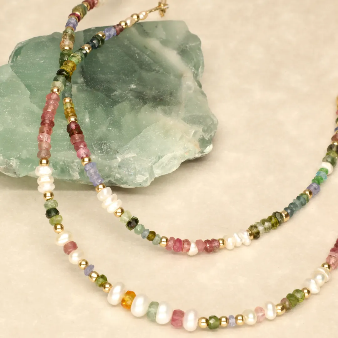 Bubblegum Pastel Chunky Half Stone and Chain Necklace
