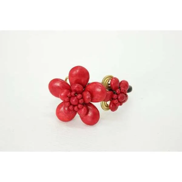 BUNDLE: 3 Piece Red Flower Cuff Bracelets