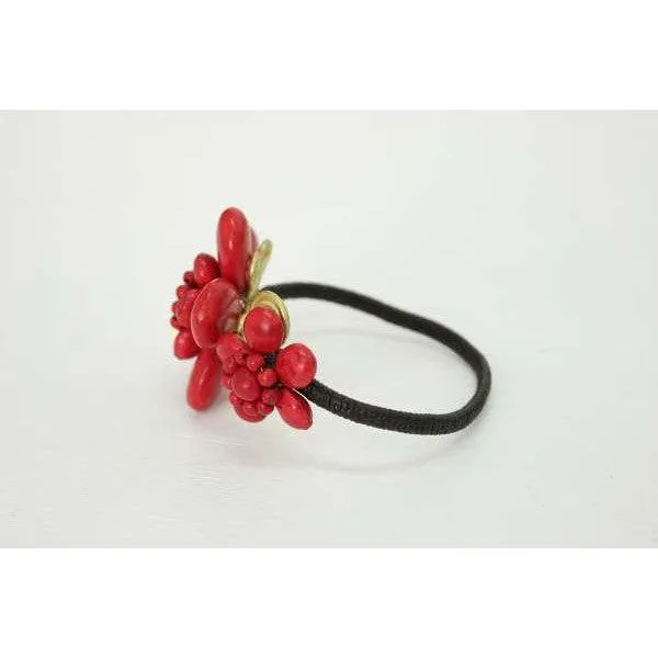 BUNDLE: 3 Piece Red Flower Cuff Bracelets