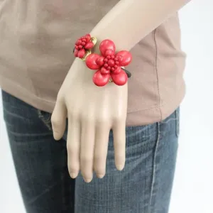 BUNDLE: 3 Piece Red Flower Cuff Bracelets