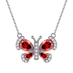 Butterfly Necklace Birthstone January Garnet Pendant Women Girls Jewelry Birthday Gift
