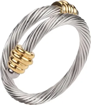 Cable Rings Vintage Twisted Open Ring for Women Adjustable Designer Fashion Brand Stainless Steel Jewelry with Gift Box