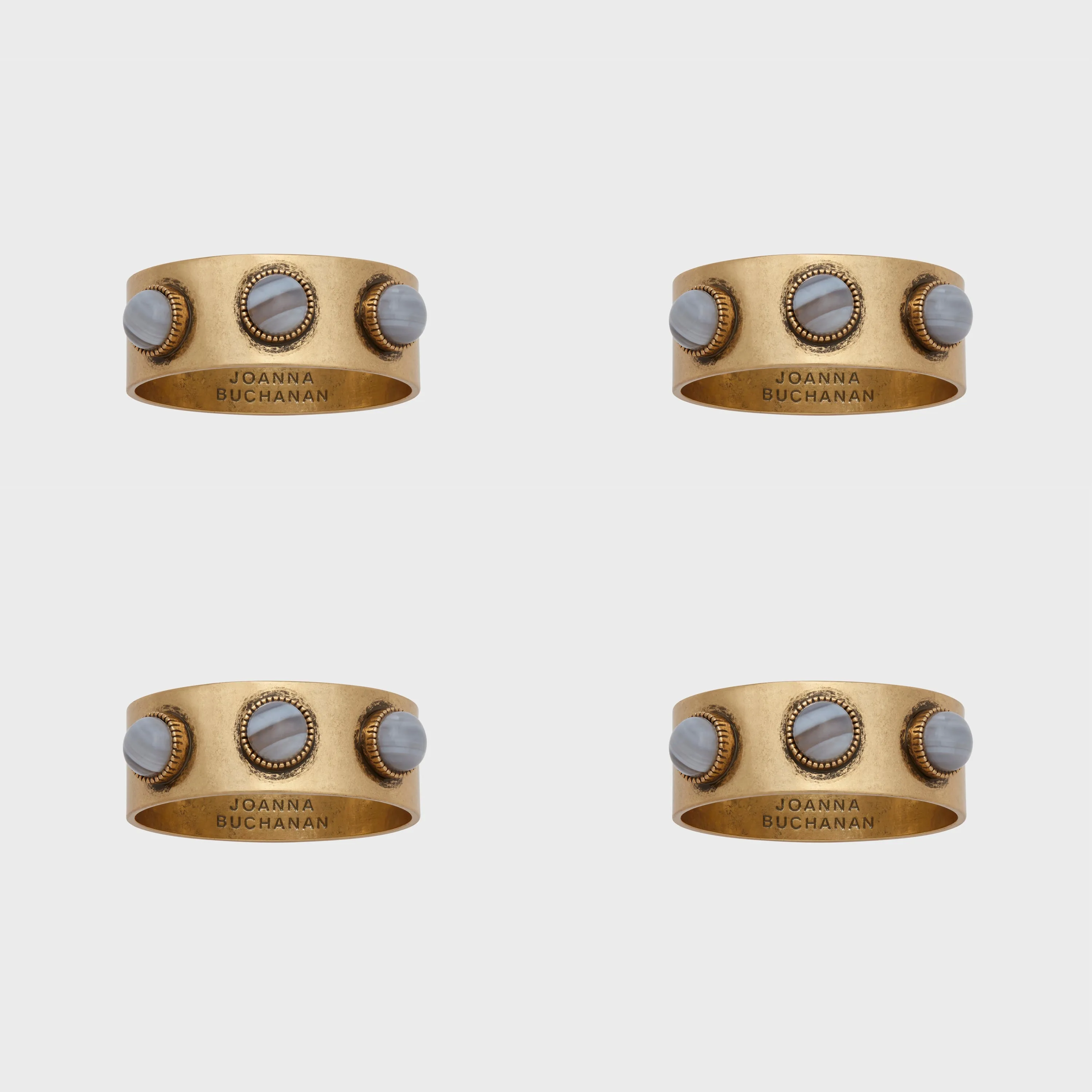 Cabochon napkin rings, agate, set of four