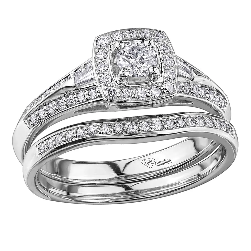 Canadian Diamond Engagement Ring with Cushion Halo