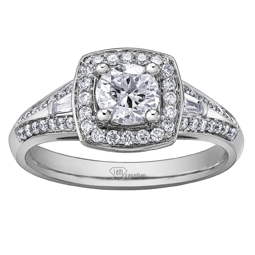 Canadian Diamond Engagement Ring with Cushion Halo