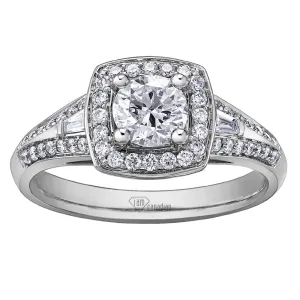 Canadian Diamond Engagement Ring with Cushion Halo