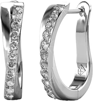 Cate & Chloe Amaya 18k Plated Hoop Earrings For Women | Twisted Earring Set With Round Cut Cubic Zirconia Simulated Diamond Crystals | Hoop Earrings For Women