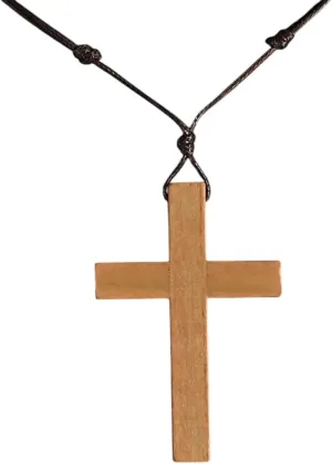 Catholic Cross Necklace Jesus Christ Pendant Choker Retro Jewelry Style Natural Wood Necklace Amulet