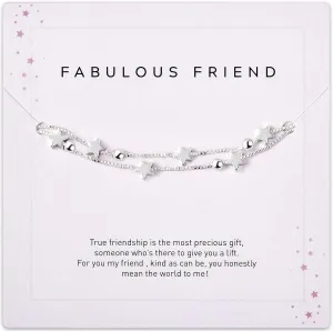 CEELGON Best Friend Birthday Gifts for Women - Friendship Gifts for Women Silver Star Bracelet, Birthday Gifts for Bestie Bracelets, Congratulations Gift Layered Bracelets with Card