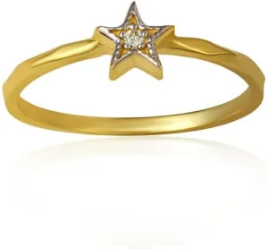 Celestial Star CZ Fine Ring Real Solid Gold