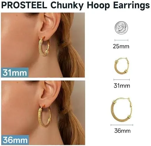 Chain Hoop Earrings For Women,18K Gold Plated Earrings simple Design Jewelry For Women