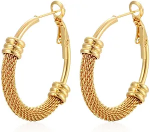 Chain Hoop Earrings For Women,18K Gold Plated Earrings simple Design Jewelry For Women