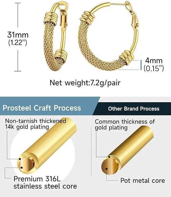 Chain Hoop Earrings For Women,18K Gold Plated Earrings simple Design Jewelry For Women