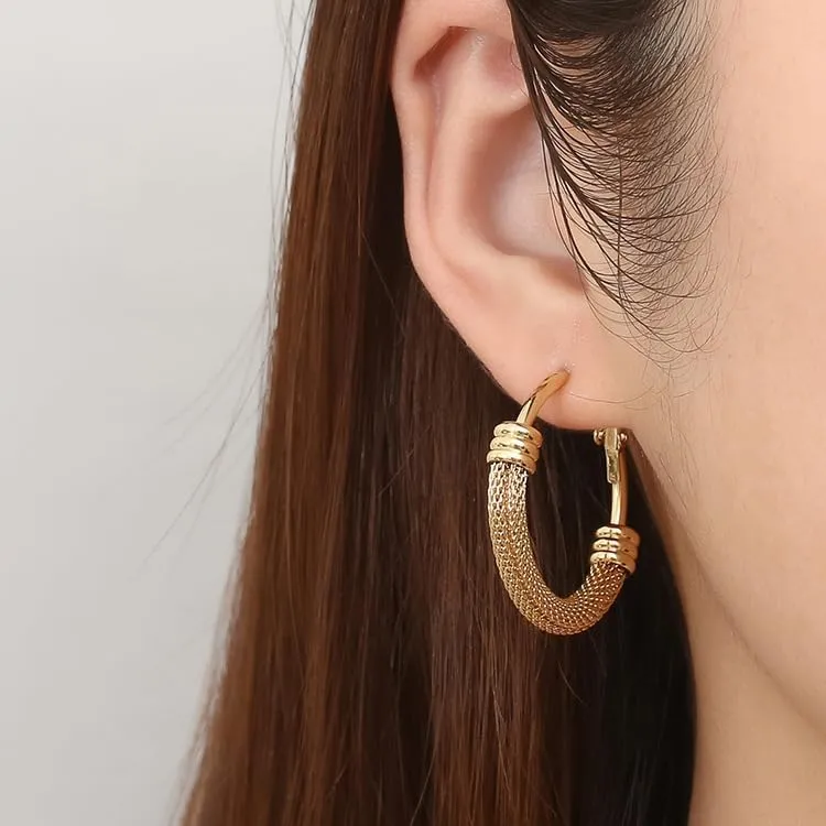 Chain Hoop Earrings For Women,18K Gold Plated Earrings simple Design Jewelry For Women