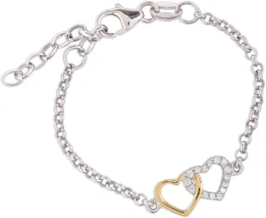 Cherished Moments 14K Gold-Plated and Sterling Silver Mom and Me Double Heart Bracelet for Mothers and Daughters (Sold as a Set or individually)