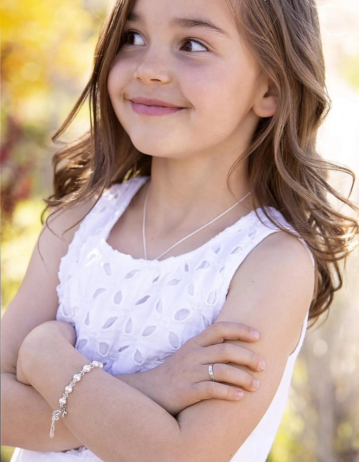 Cherished Moments Girls Sterling Silver and 14K Gold-Plated Cultured or Simulated Pearl Bracelets for First Communion Gifts with Poem and Gift Box