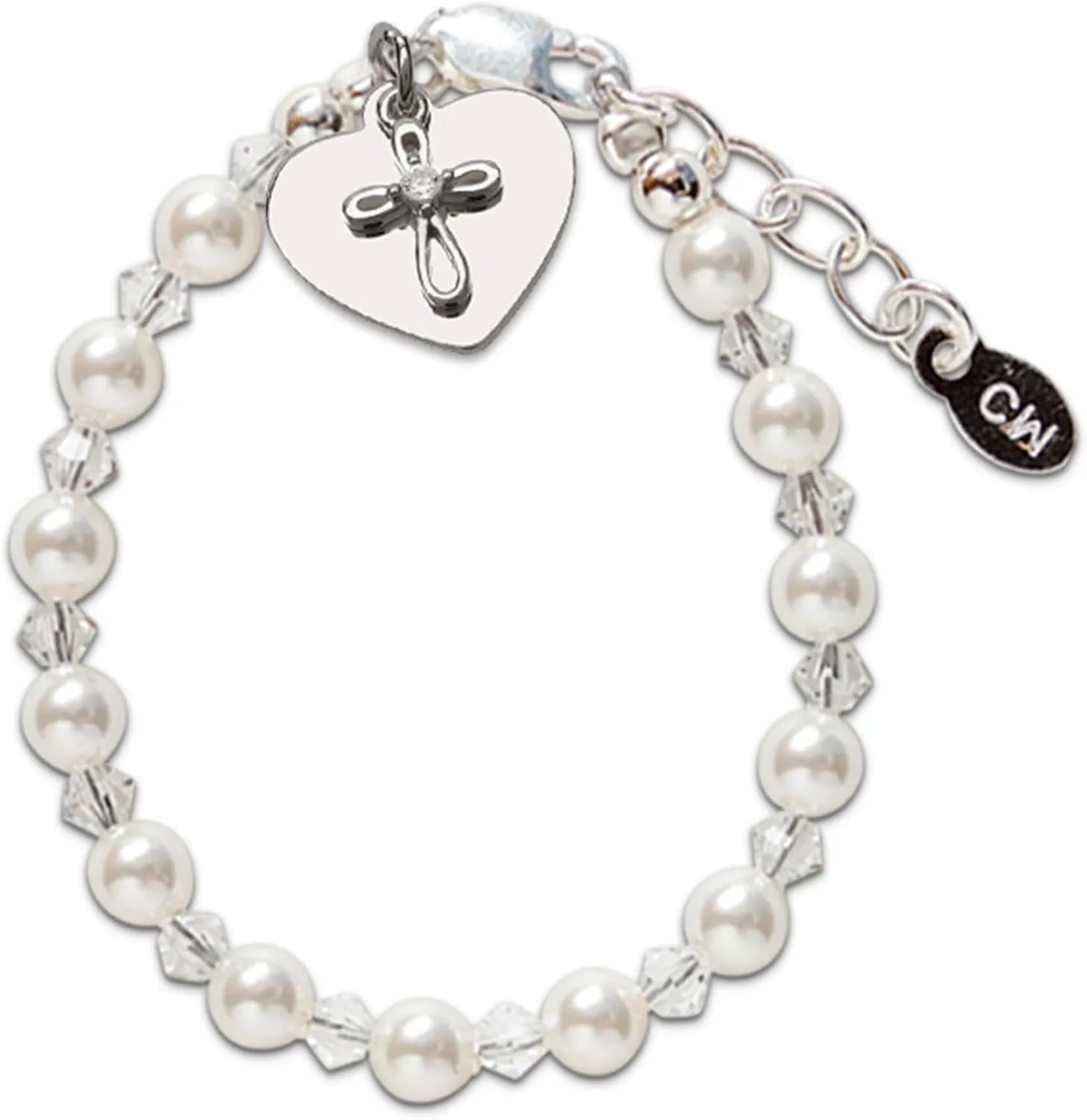 Cherished Moments Girls Sterling Silver and 14K Gold-Plated Cultured or Simulated Pearl Bracelets for First Communion Gifts with Poem and Gift Box
