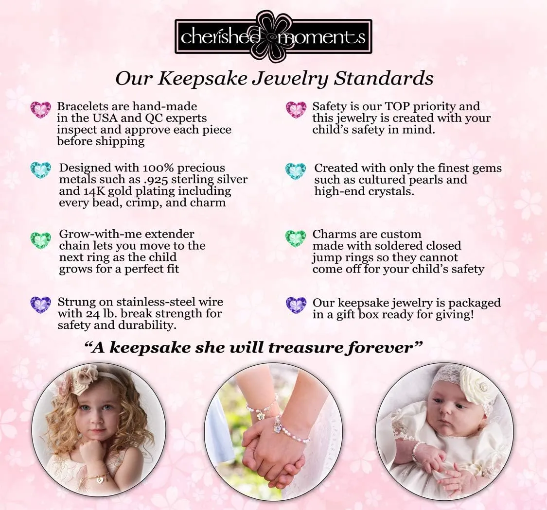 Cherished Moments Sterling Silver Mom and Me Cultured Pearl Matching Bracelet for Mom and Daughter "Forever in My Heart" Sold as a Set or individually