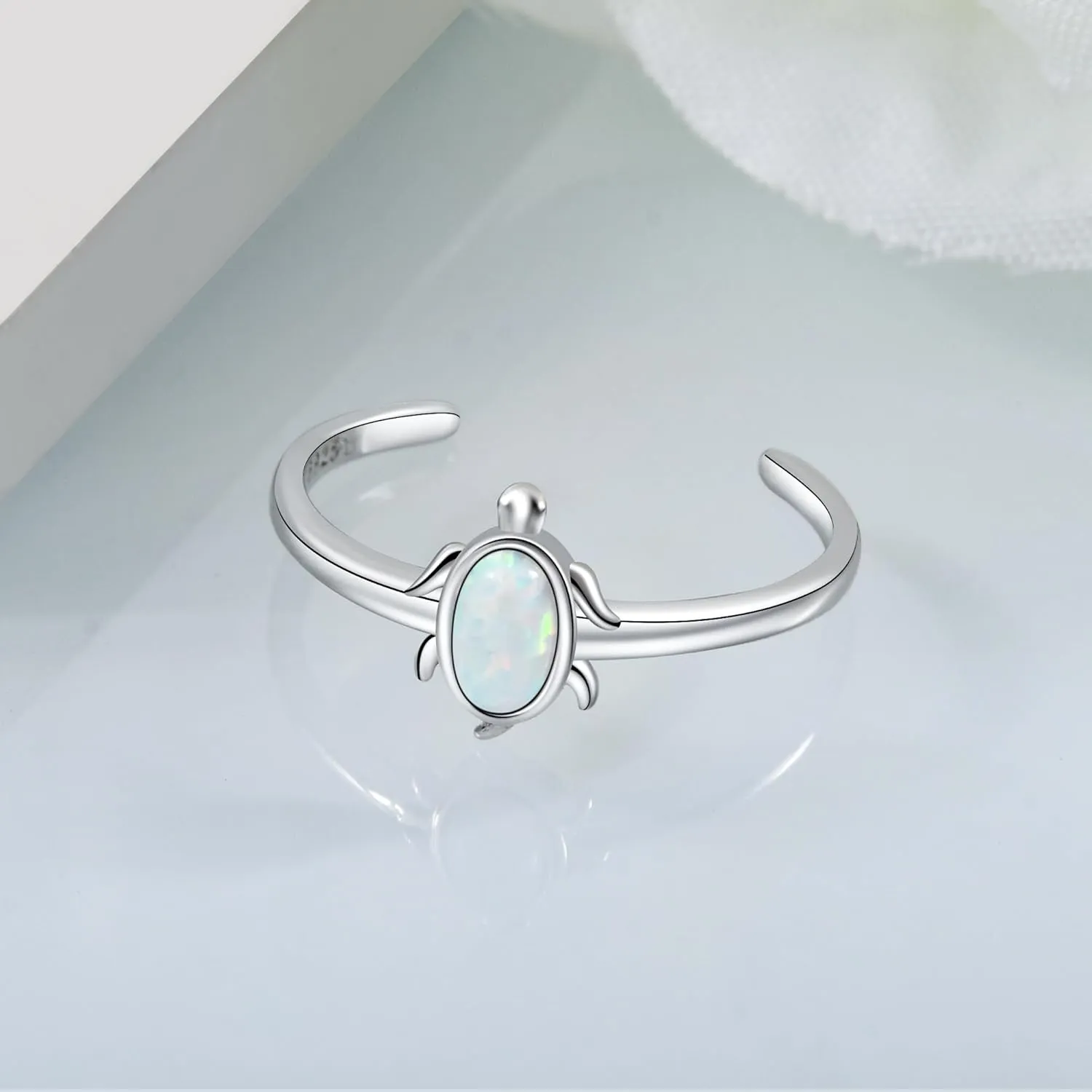 CHIC & ARTSY Women Toe Ring 925 Sterling Silver Animals Toe Ring Dainty Created Opal Toe Ring Adjustable Single Toe Ring for Women Beach Jewelry