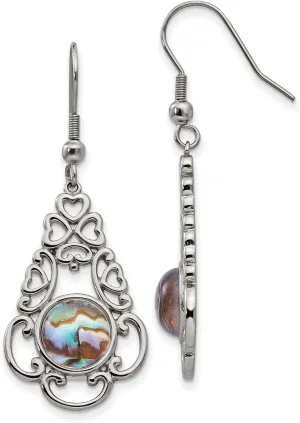 Chisel Stainless Steel Polished Filigree Imitation Abalone & Glass Dangle Sheph