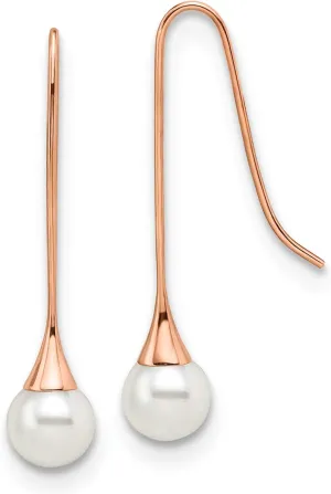 Chisel Stainless Steel Polished Rose IP-plated Imitation Pearl Shepherd Hook Ea