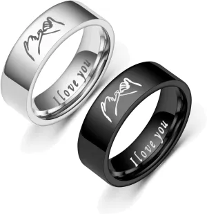 choice of all 2PCS Pinky Promise Ring for Couples Matching Pinky rings for Friendship I Love You Wedding Bands Rings for Women Men Couple (Promise Ring-7)