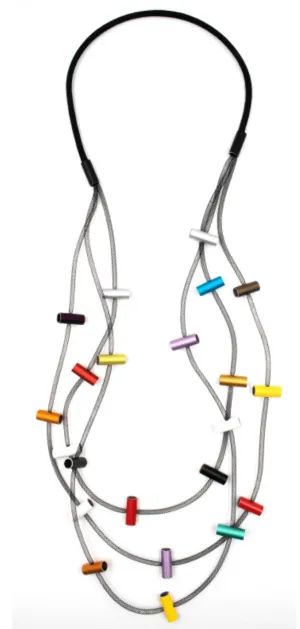 Christina Brampti 32" Multi Mesh Strand Necklace with Aluminum Cylinders 2235