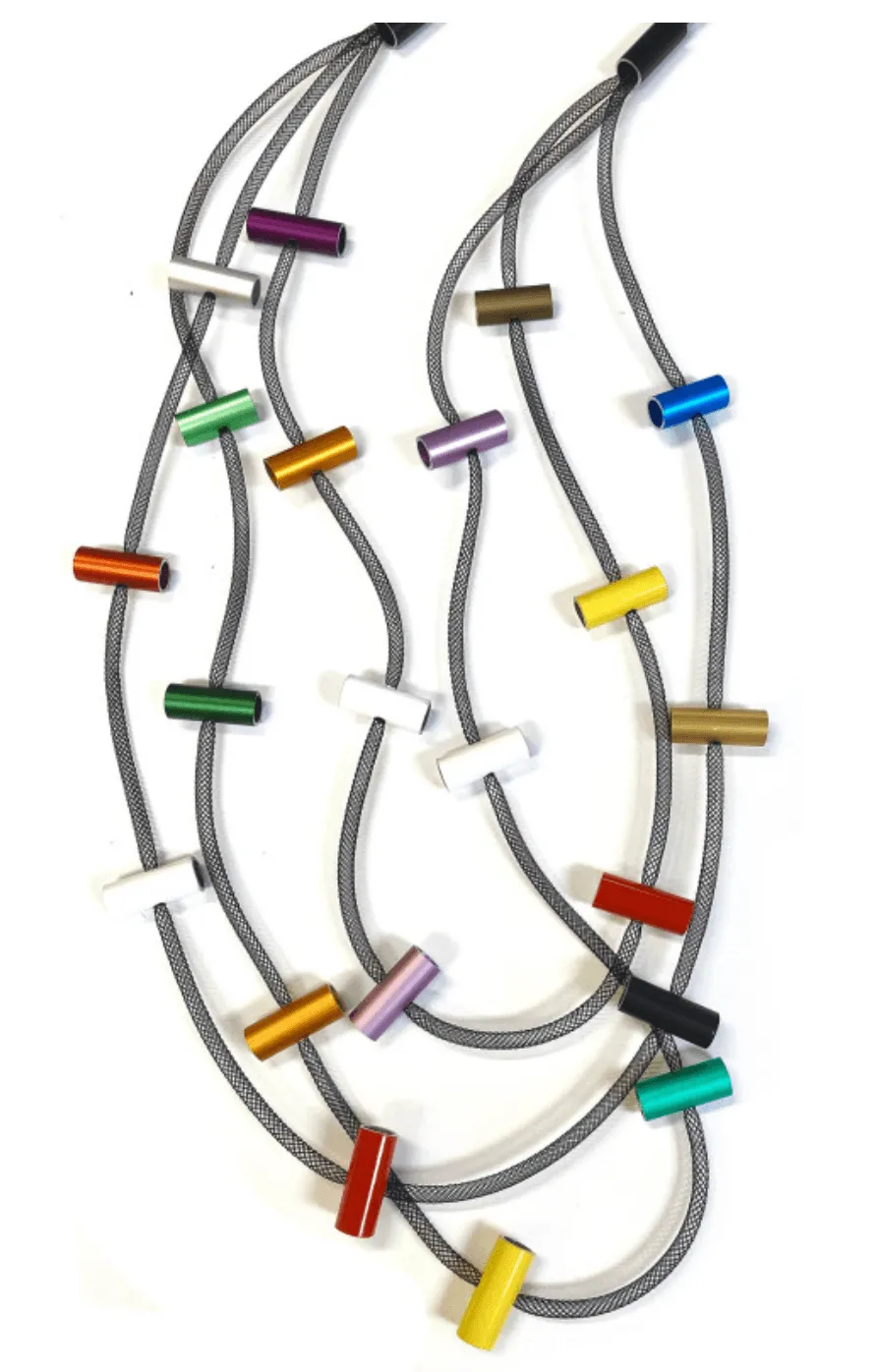 Christina Brampti 32" Multi Mesh Strand Necklace with Aluminum Cylinders 2235