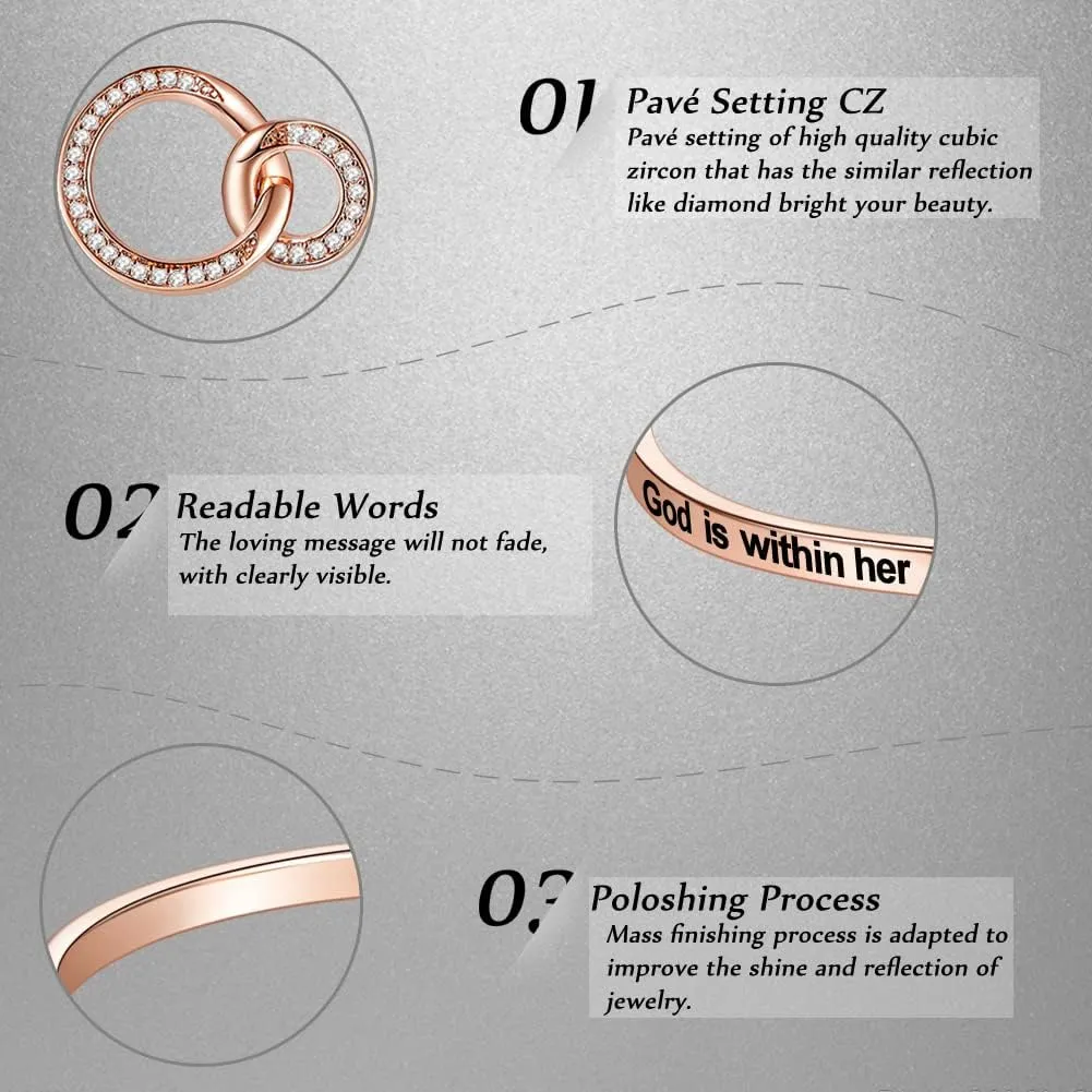 Christmas Christian Gifts, God is Within Her She Will Not Fall Bangle Bracelet, Psalm 46:5 Bible Verse Religious Faith Jewelry for Women Girls, Her Inspirational God Blessed Present for Mom