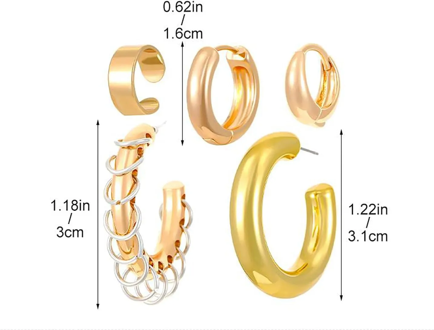 Chunky Ear Cuffs Set for Women,Trendy Non Piercing Hoop Clip-On Earring Set Punk Hoop Pearl Ear Cuff Fashion Minimalist Trendy Earrings Jewelry