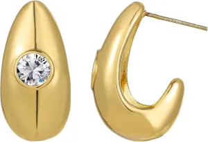 Chunky Gold Hoop Earring,Sterling Silver Post Hypoallergenic Earring with AAA Cubic Zirconia,Fashion Jewelry for Women