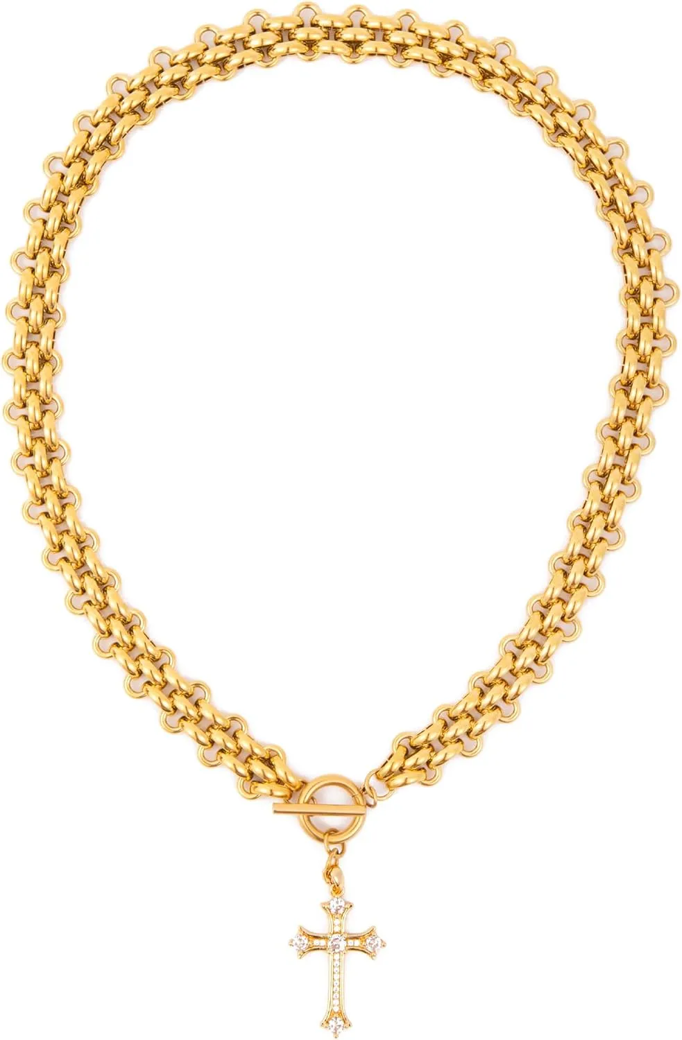 Chunky Gold Necklace for Women - Cross Necklace, Heart Necklace, Evil Eye Necklace, Gold Starfish Necklace 18K Gold Plated Necklaces Jewelry Gifts for Women
