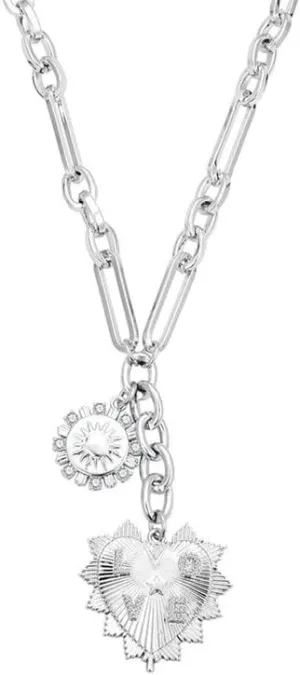 Chunky Gold Necklace for Women Trendy 18K Gold Sun Pendant Necklaces Heart Choker Necklace Coquette Love Jewelry