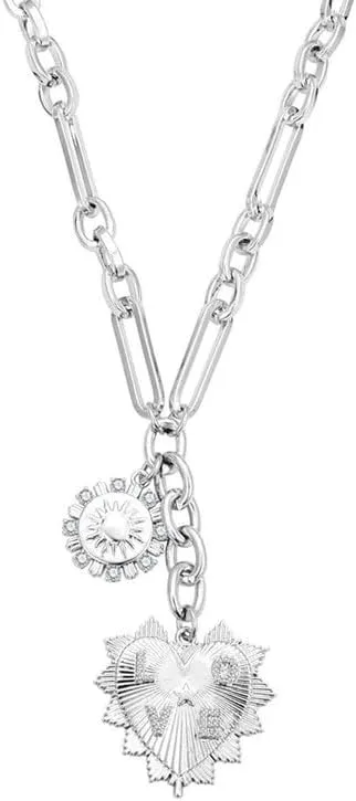 Chunky Gold Necklace for Women Trendy 18K Gold Sun Pendant Necklaces Heart Choker Necklace Coquette Love Jewelry