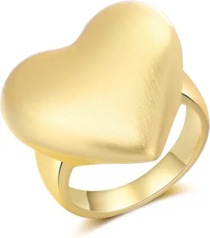 Chunky Gold Rings for Women, 14K Gold Plated Statement Band Ring Hypoallergenic Jewelry for Her